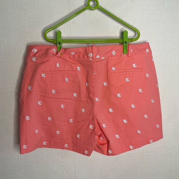 TALBOTS 4.75" Inseam Embroidered Angel Fish Chino Shorts Coral & White Size 14 - Picture 3 of 8